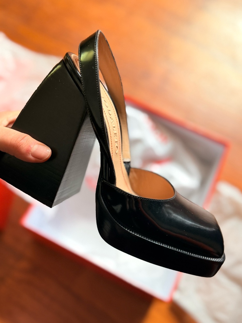 Black Patent Platform Slingback Heels
